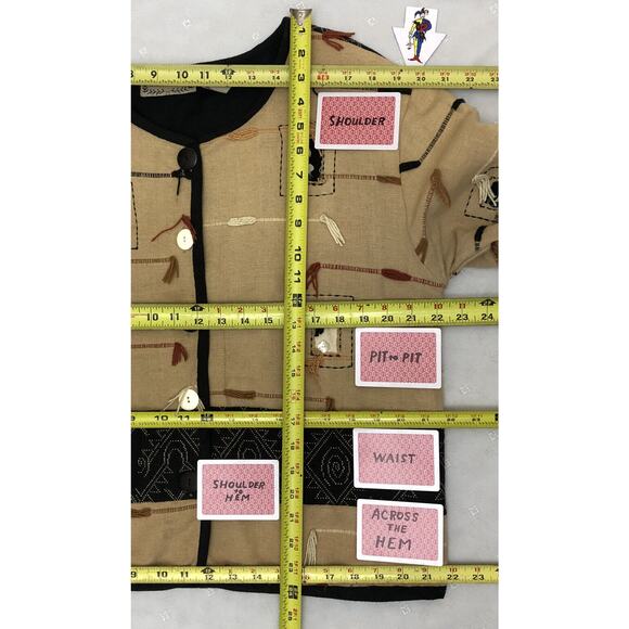 New Directions Jacket Womens L  Fringe Unique Peasant Bohemian Lined Button - Picture 9 of 12